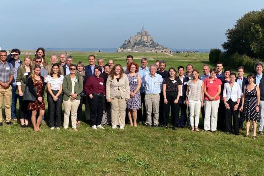 Participants of the «Barrande» 2023 workshop (Mont-Saint-Michel castle in the background)