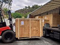 The boxes full of Milea AMS components were unloaded with a forklift