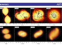 Simulations of nuclear matter in collisions yielding extreme conditions of density and temperature (source: HADES)